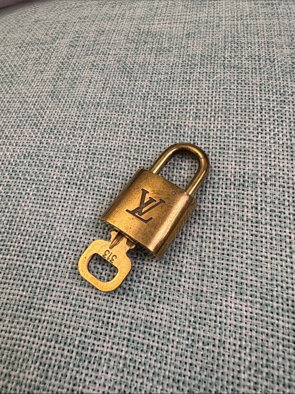 Louis Vuitton Gold Tone Padlock & Key Set – #313